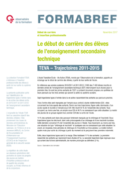 TEVA - Trajectoires 2011-2015 - Début de carrière pour les élèves qui sortent pour la 1ère fois de l'enseignement secondaire technique (En détail)